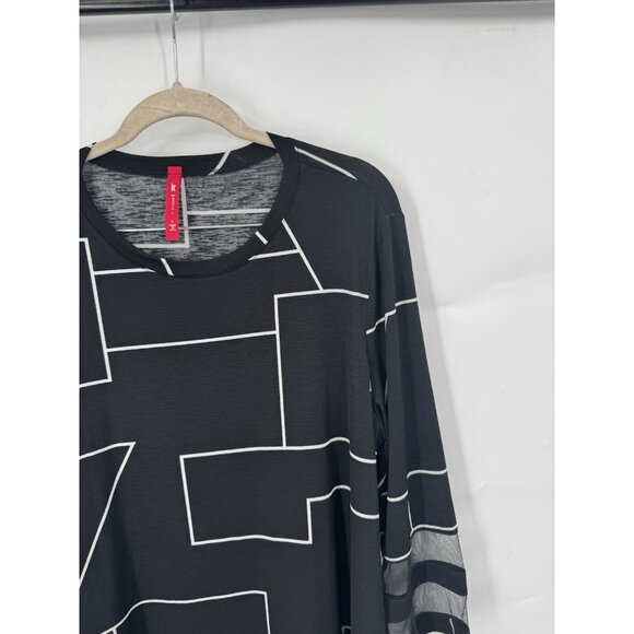 IC By Connie K Geometric Tunic Women L Black Lagenlook Art To Wear Mature Artsy - Picture 7 of 9